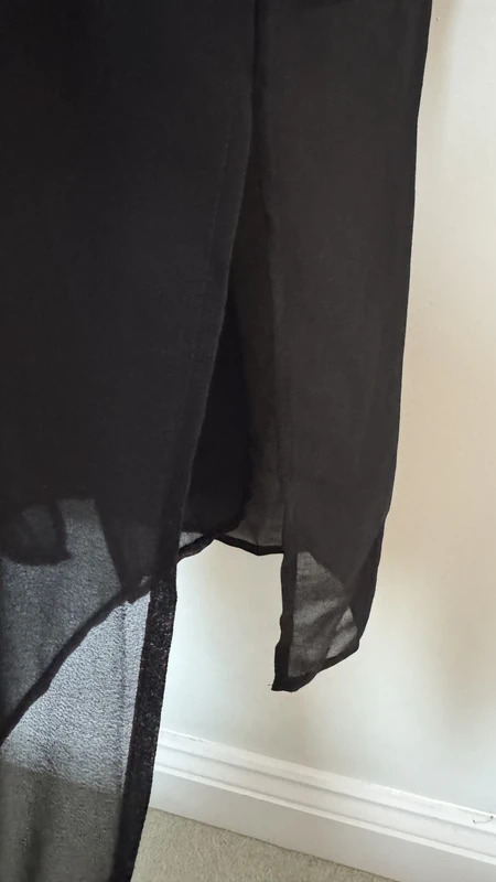 F&F Black Lace Strappy Midi Dress UK 12 Sheer Chiffon Party Cocktail Dress - Image 7