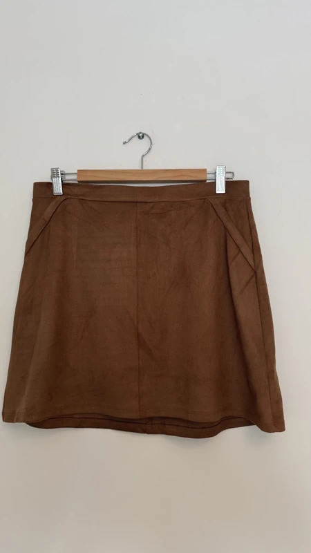 Tu Women’s Faux Suede Mini Skirt UK 12 Tan / Camel Brown A-Line New With Tags