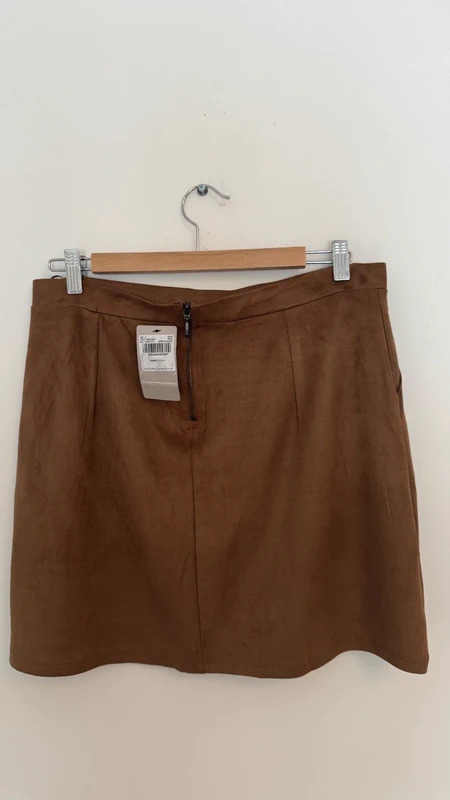 Tu Women’s Faux Suede Mini Skirt UK 12 Tan / Camel Brown A-Line New With Tags - Image 2