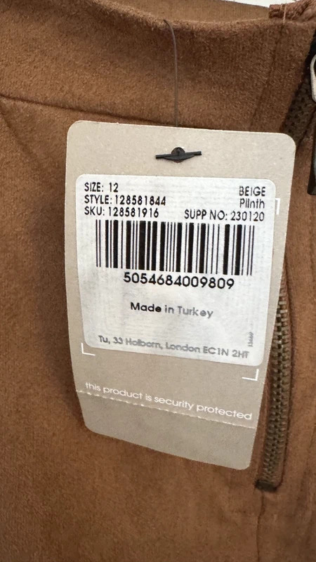Tu Women’s Faux Suede Mini Skirt UK 12 Tan / Camel Brown A-Line New With Tags - Image 5