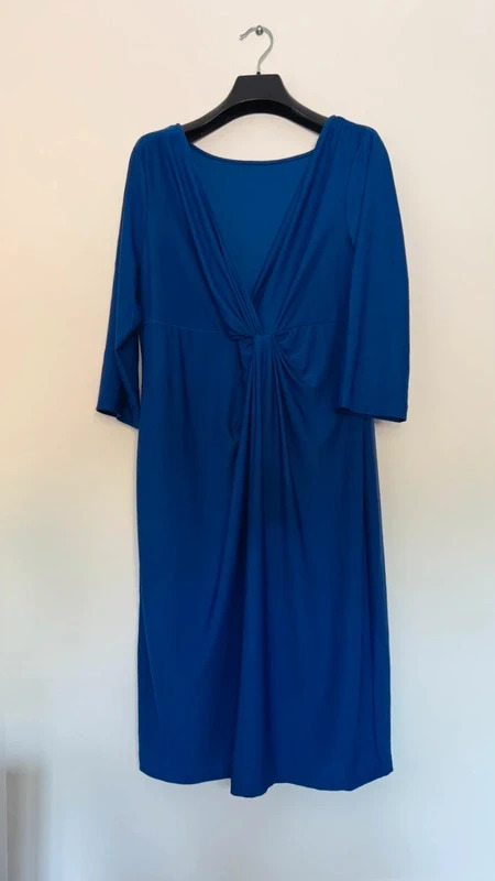 Avon Royal Blue Front Knot Midi Dress UK 14-16 Stretch Jersey Occasion Party Dress