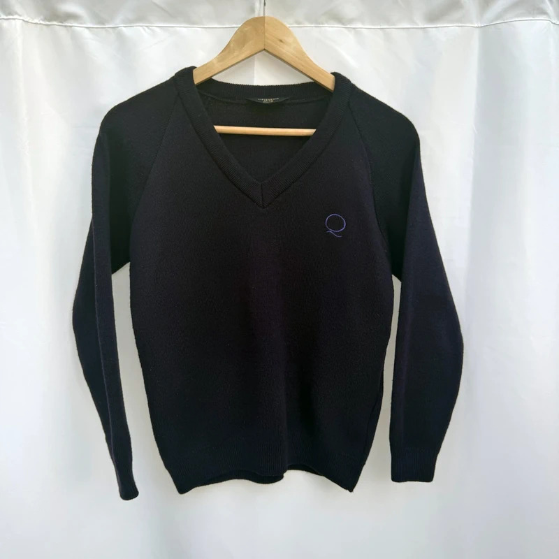 Stevensons Purple V-Neck Jumper 32" / Age 11–12 Q Logo Courtauld Acrylic Uniform