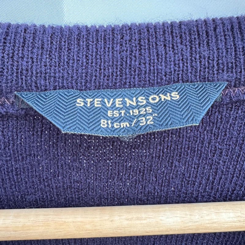 Stevensons Purple V-Neck Jumper 32" / Age 11–12 Q Logo Courtauld Acrylic Uniform - Image 3