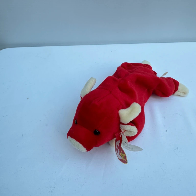 Ty Beanie Baby Snort the Red Bull 1995 P.E. Pellets Indonesia KR Tag All Tags Attached