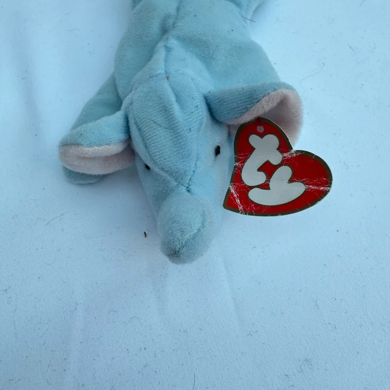 Ty Teenie Beanie Baby Peanut the Light Blue Elephant 1993 McDonald’s Tags Attached - Image 2