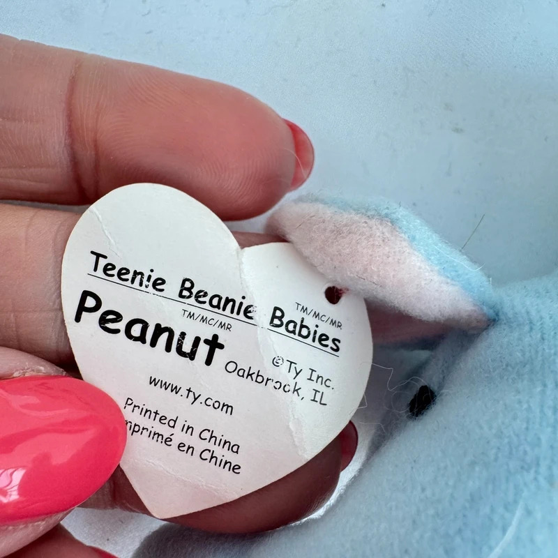 Ty Teenie Beanie Baby Peanut the Light Blue Elephant 1993 McDonald’s Tags Attached - Image 6