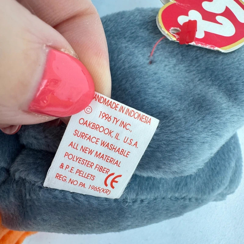 Ty Beanie Baby Scoop the Pelican 1996 Indonesia P.E. Pellets KR Tag - Tags Attached - Image 4