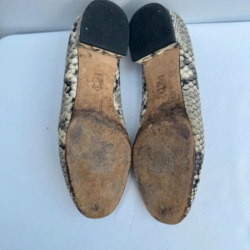 Tory Burch Snake Embossed Leather Low Block Heel Pumps US 8.5M UK 6/6.5 Gold Double T Logo - Image 11