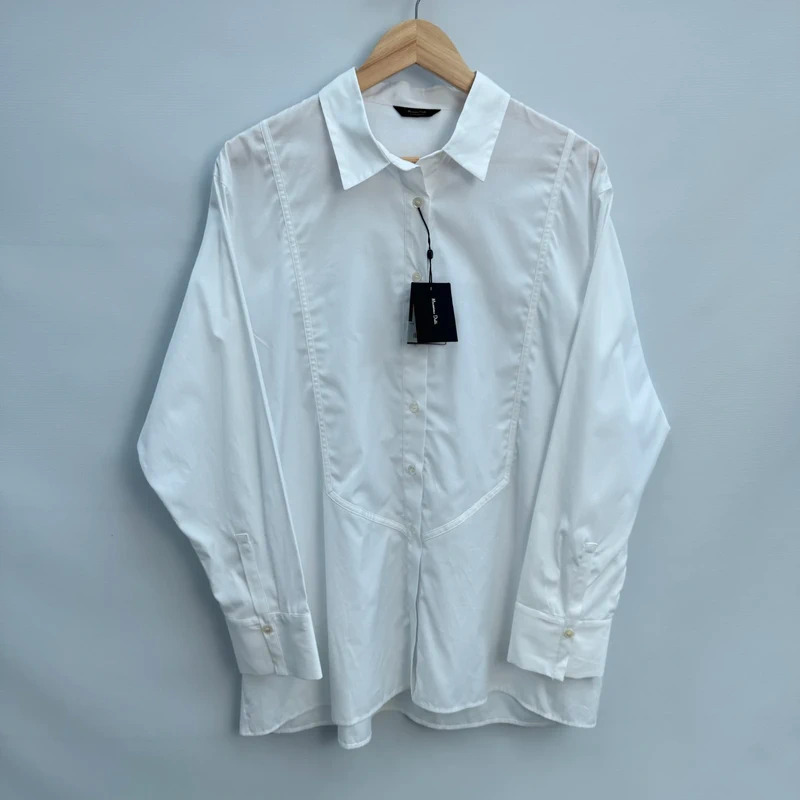 Massimo Dutti White Cotton Shirt UK 14 EUR L Relaxed Fit Long Sleeve New with Tags RRP £69.95