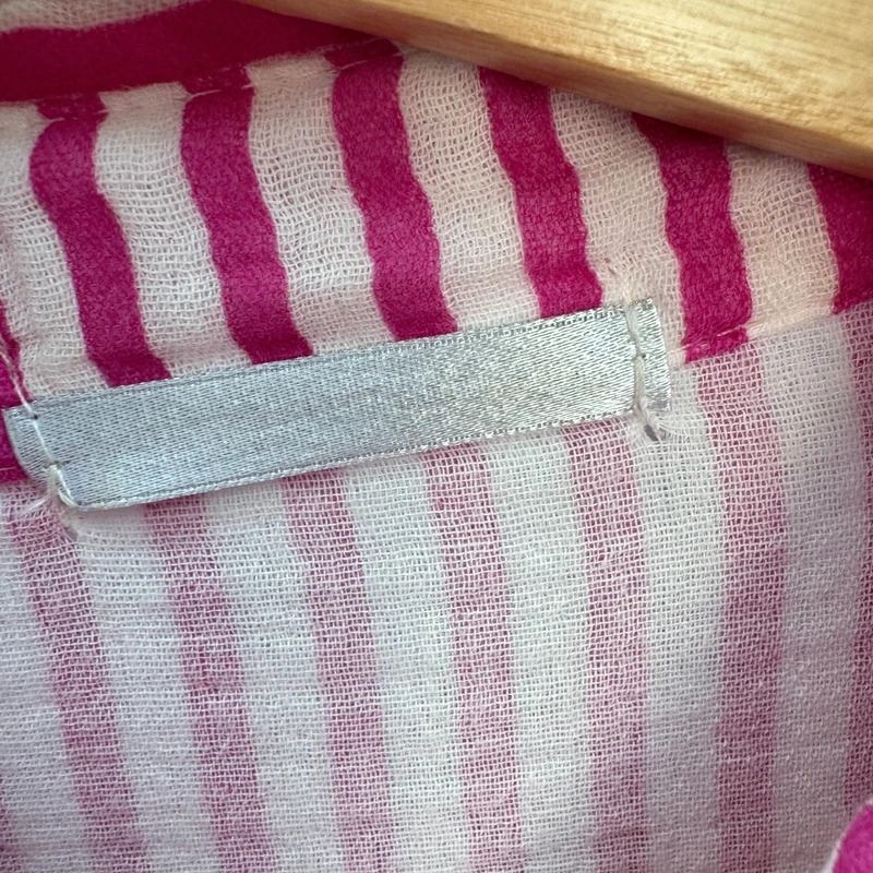 Italian 100% Cotton Shirt Dress Pink White Stripe UK 18–22 Oversized Made in Italy - Image 5