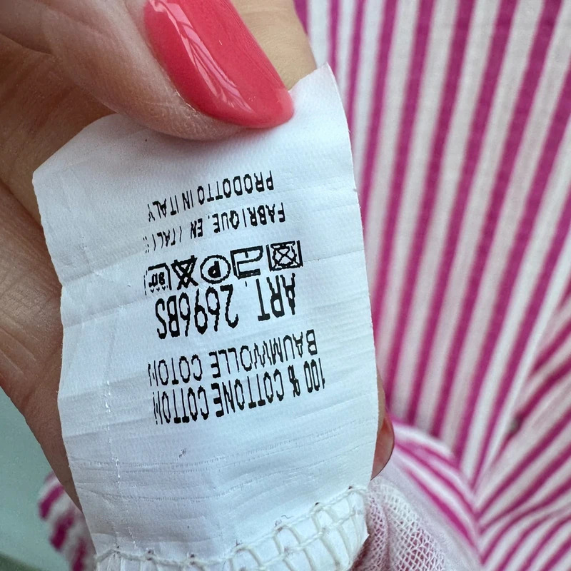 Italian 100% Cotton Shirt Dress Pink White Stripe UK 18–22 Oversized Made in Italy - Image 7