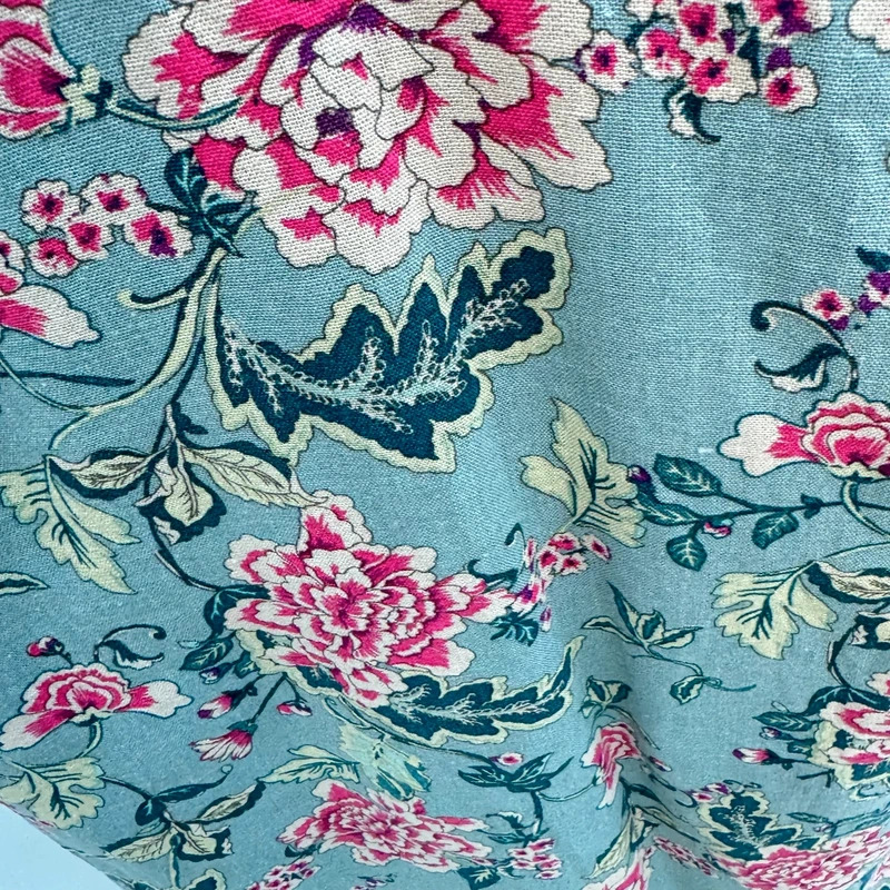 Peacocks Linen Blend Shift Dress UK 10 Slate Blue Floral Sleeveless V-Neck Midi - Image 8