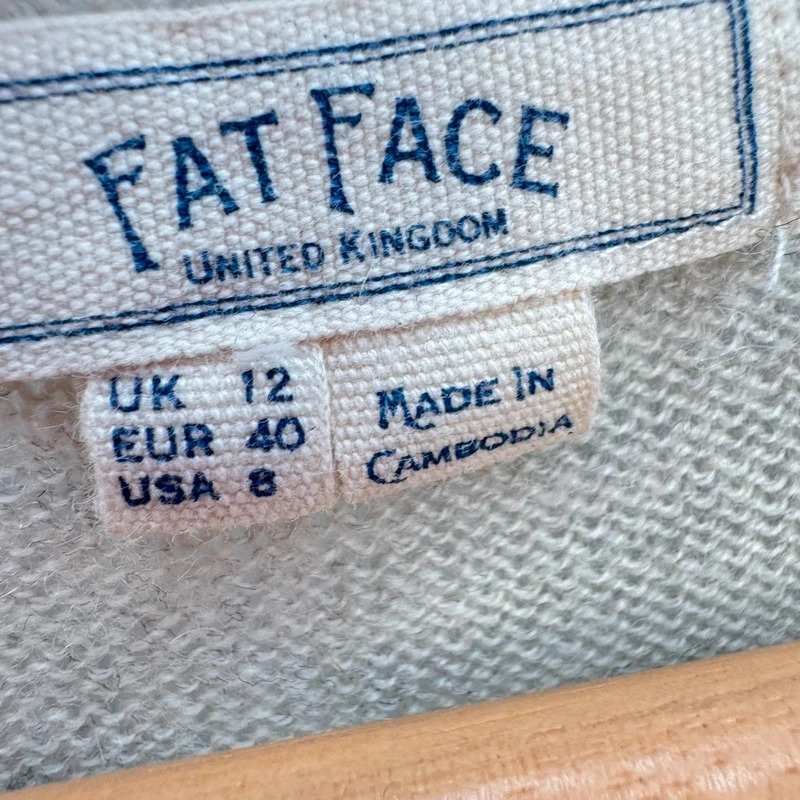 Fat Face Longline Cardigan UK 12 Light Grey Wool Cashmere Blend Pockets Open Front - Image 4