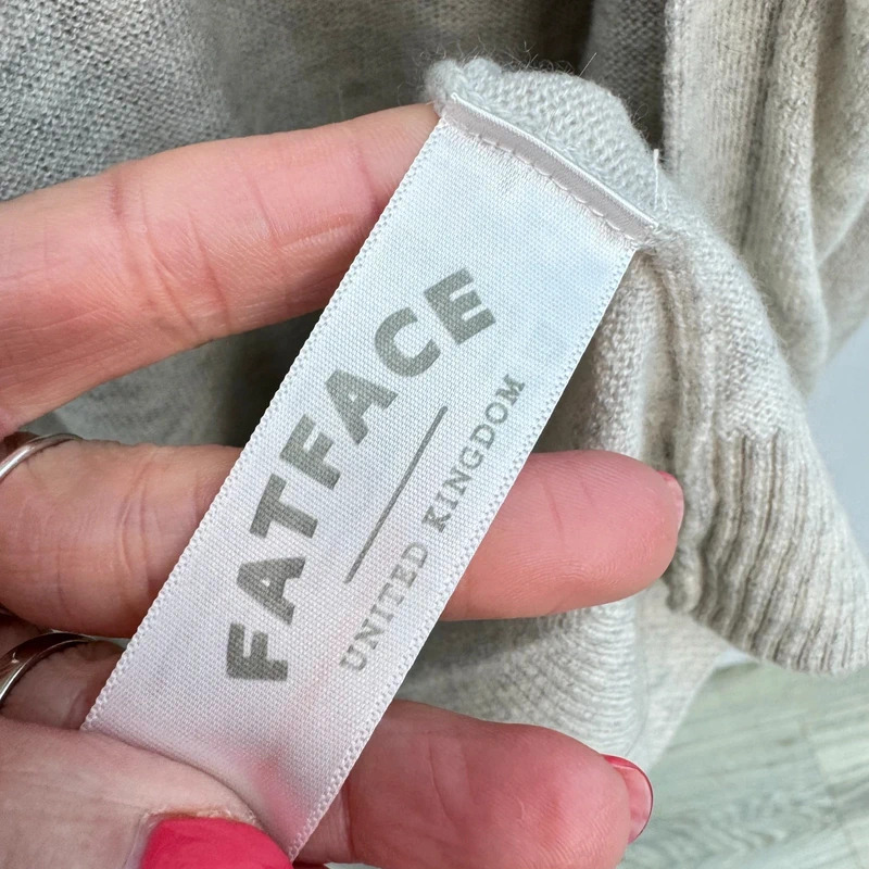 Fat Face Longline Cardigan UK 12 Light Grey Wool Cashmere Blend Pockets Open Front - Image 5