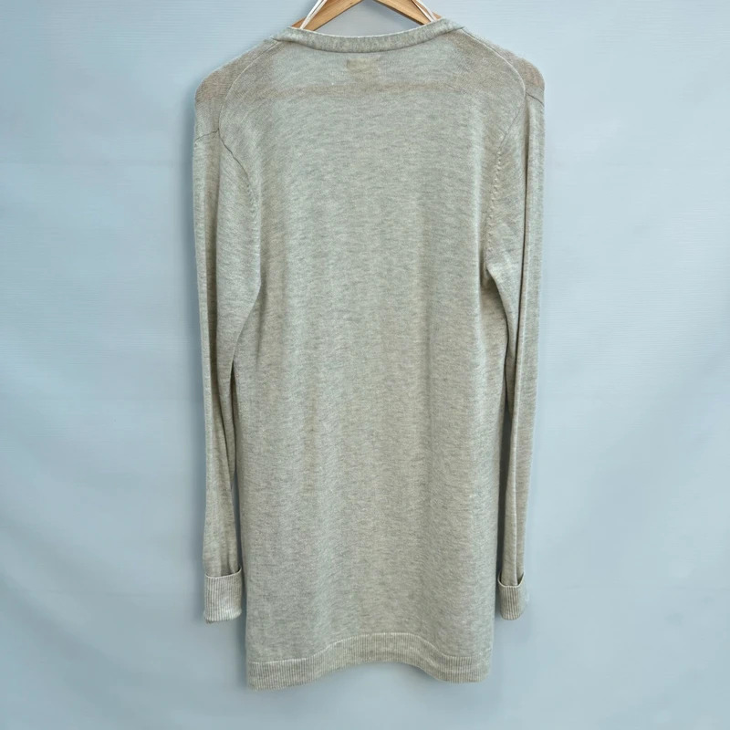 Fat Face Longline Cardigan UK 12 Light Grey Wool Cashmere Blend Pockets Open Front - Image 8