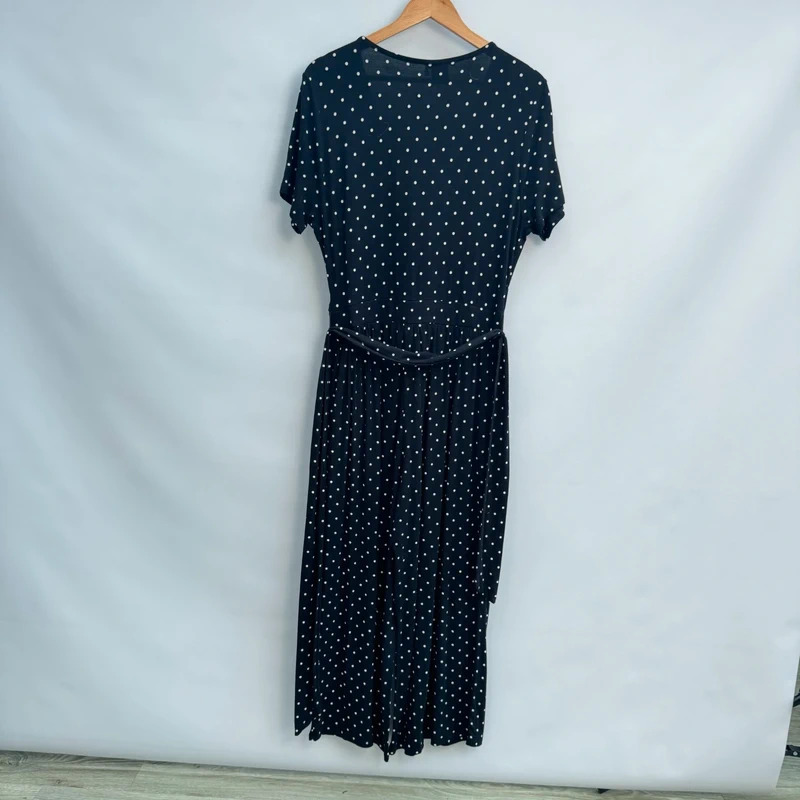 Editor's Cut Wrap Jumpsuit UK 14 Black White Polka Dot Short Sleeve Stretch Pockets - Image 2