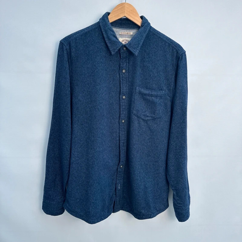 Fat Face Navy Blue Chambray Shirt Regular Fit Long Sleeve 100% Cotton Size M