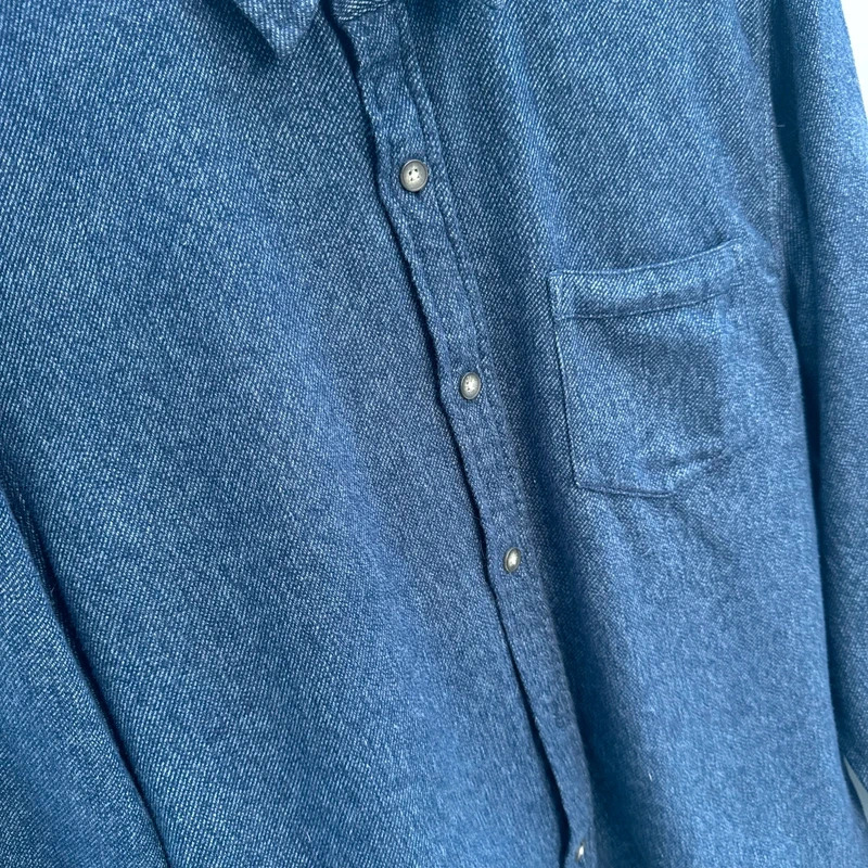 Fat Face Navy Blue Chambray Shirt Regular Fit Long Sleeve 100% Cotton Size M - Image 2