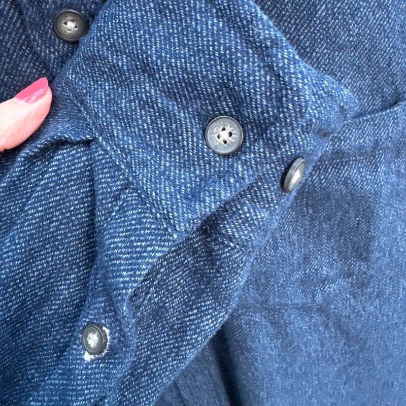 Fat Face Navy Blue Chambray Shirt Regular Fit Long Sleeve 100% Cotton Size M - Image 4