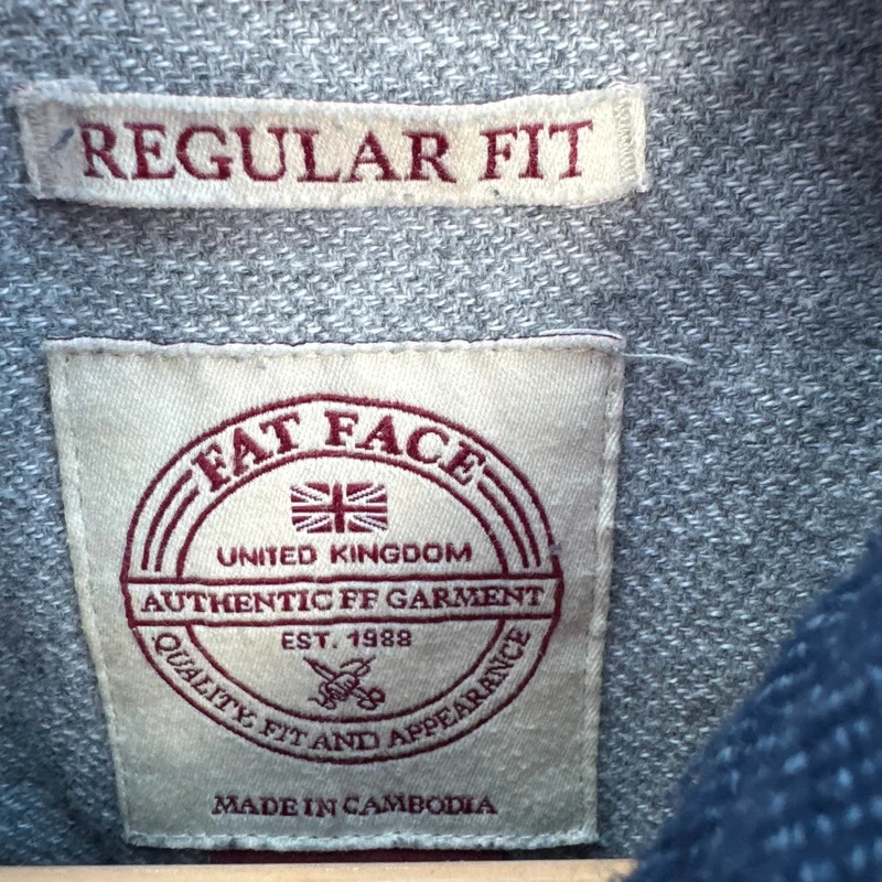Fat Face Navy Blue Chambray Shirt Regular Fit Long Sleeve 100% Cotton Size M - Image 5