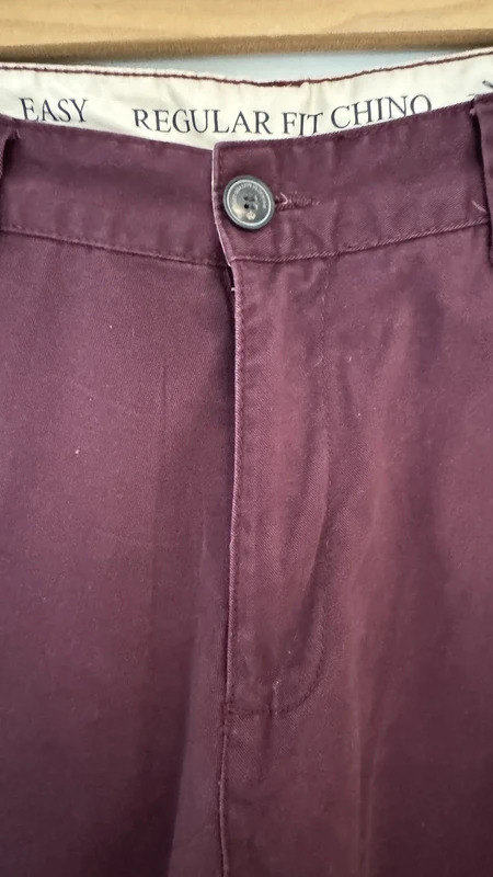 Easy by Matalan Chinos W34 L32 Regular Fit Burgundy Maroon 100% Cotton Trousers - Image 3
