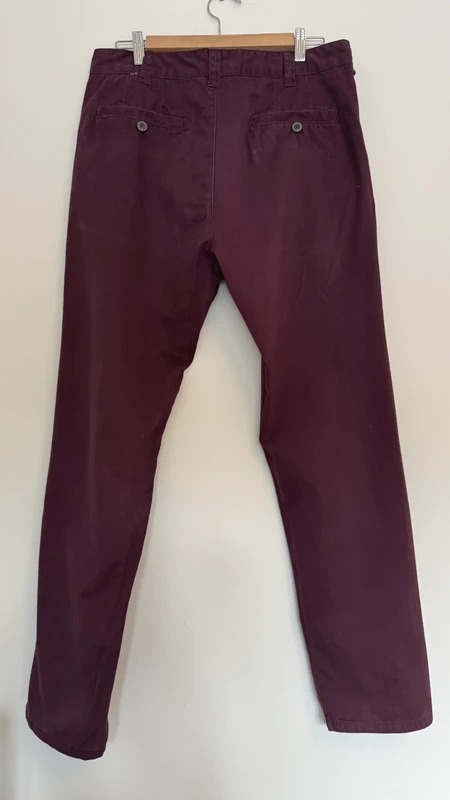 Easy by Matalan Chinos W34 L32 Regular Fit Burgundy Maroon 100% Cotton Trousers - Image 5