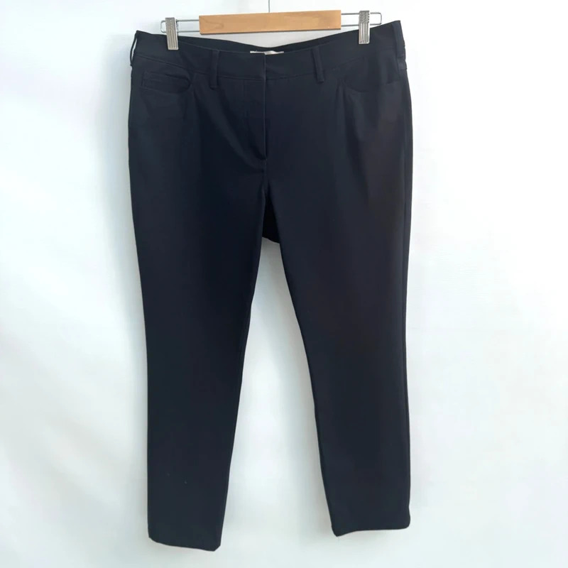 Hobbs Stasia Cropped Slim Trousers Dark Navy UK 14 Ankle Length 5-Pocket RRP £89
