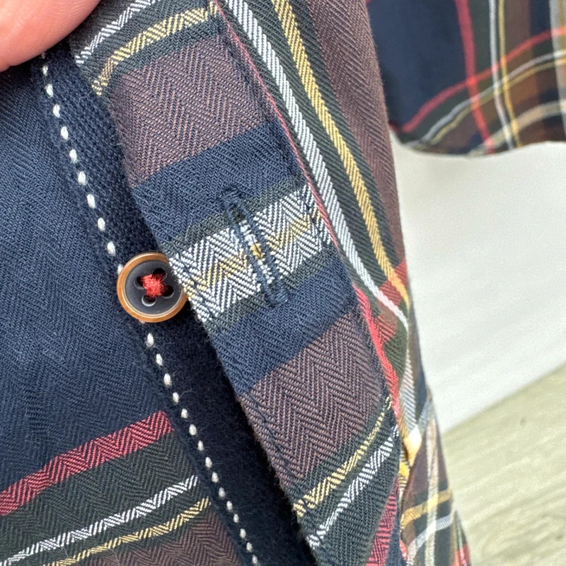 Joules Hewitt Classic Fit Shirt | Size M | Navy Rust Check 100% Cotton Long Sleeve - Image 5