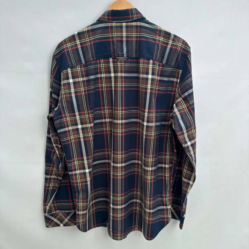 Joules Hewitt Classic Fit Shirt | Size M | Navy Rust Check 100% Cotton Long Sleeve - Image 7