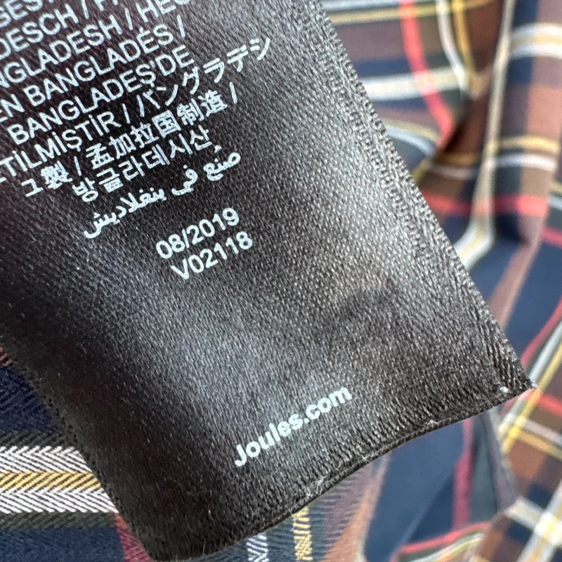Joules Hewitt Classic Fit Shirt | Size M | Navy Rust Check 100% Cotton Long Sleeve - Image 9
