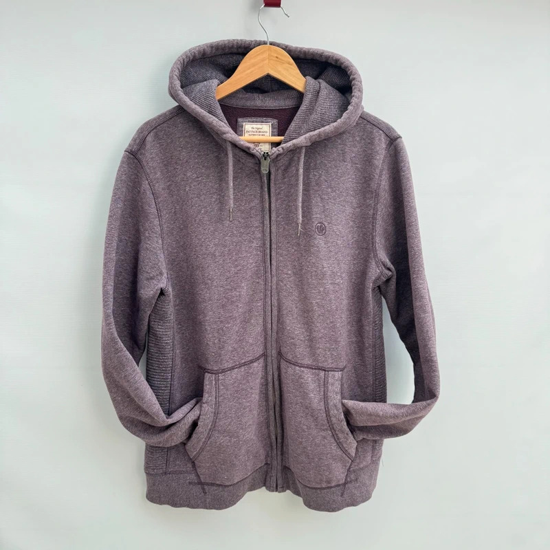 Fat Face Port J Full Zip Hoodie | Size L | Dark Purple Heather Cotton Blend