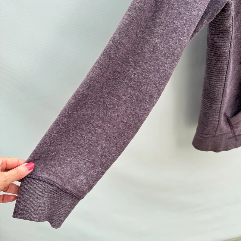 Fat Face Port J Full Zip Hoodie | Size L | Dark Purple Heather Cotton Blend - Image 4