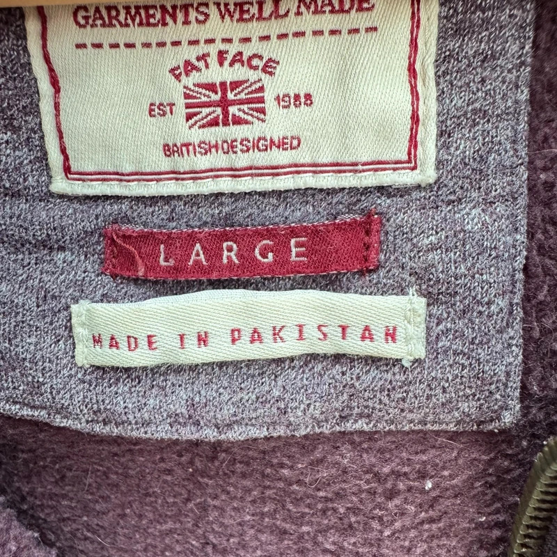Fat Face Port J Full Zip Hoodie | Size L | Dark Purple Heather Cotton Blend - Image 7