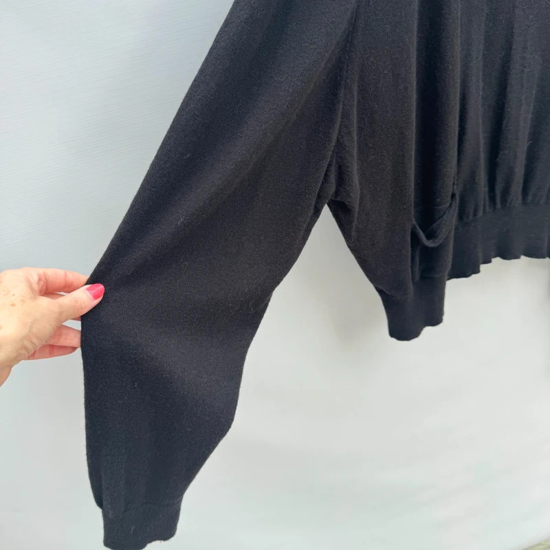 Topshop Black Fine Knit Cardigan UK 16 Open Front Angora Blend Long Sleeve - Image 3