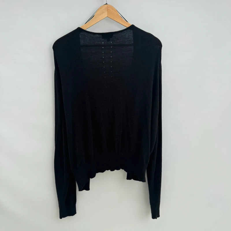 Topshop Black Fine Knit Cardigan UK 16 Open Front Angora Blend Long Sleeve - Image 6