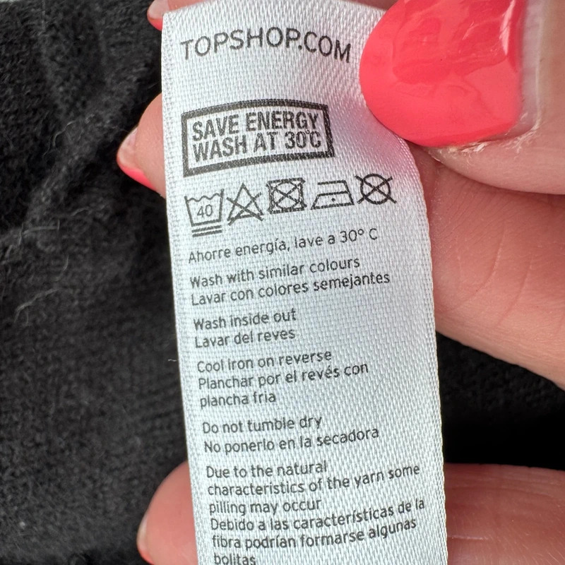Topshop Black Fine Knit Cardigan UK 16 Open Front Angora Blend Long Sleeve - Image 8