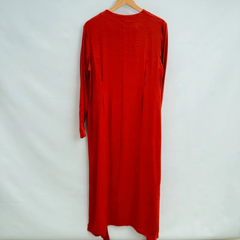 Touche Brick Red Tencel Midi Dress EU 40 UK 12 Button Detail Tie Waist Cuff Hole BNWT - Image 4