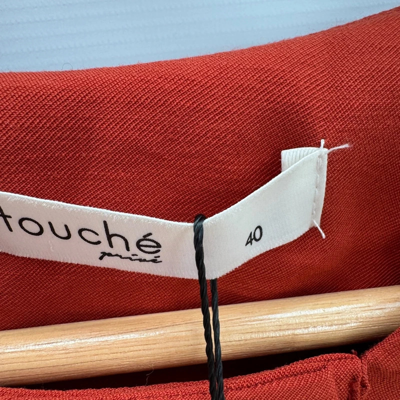 Touche Brick Red Tencel Midi Dress EU 40 UK 12 Button Detail Tie Waist Cuff Hole BNWT - Image 6