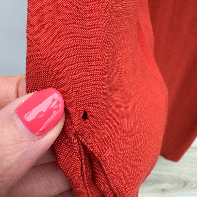 Touche Brick Red Tencel Midi Dress EU 40 UK 12 Button Detail Tie Waist Cuff Hole BNWT - Image 11