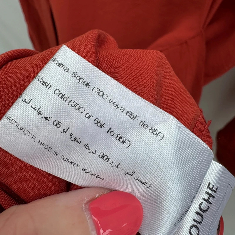 Touche Brick Red Tencel Midi Dress EU 40 UK 12 Button Detail Tie Waist Cuff Hole BNWT - Image 14