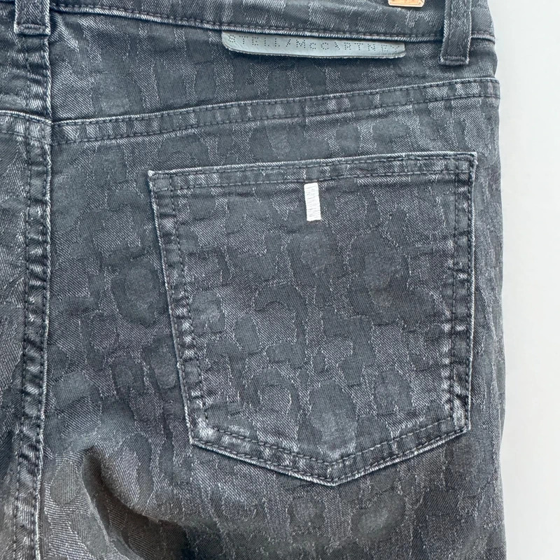 Stella McCartney Black Leopard Jacquard Skinny Jeans Size 27 Made in Italy - Image 9