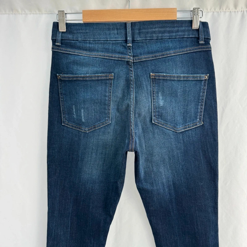 M&S Indigo Jeggings UK 12 Mid Rise Distressed Stretch Denim Ankle Length - Image 5