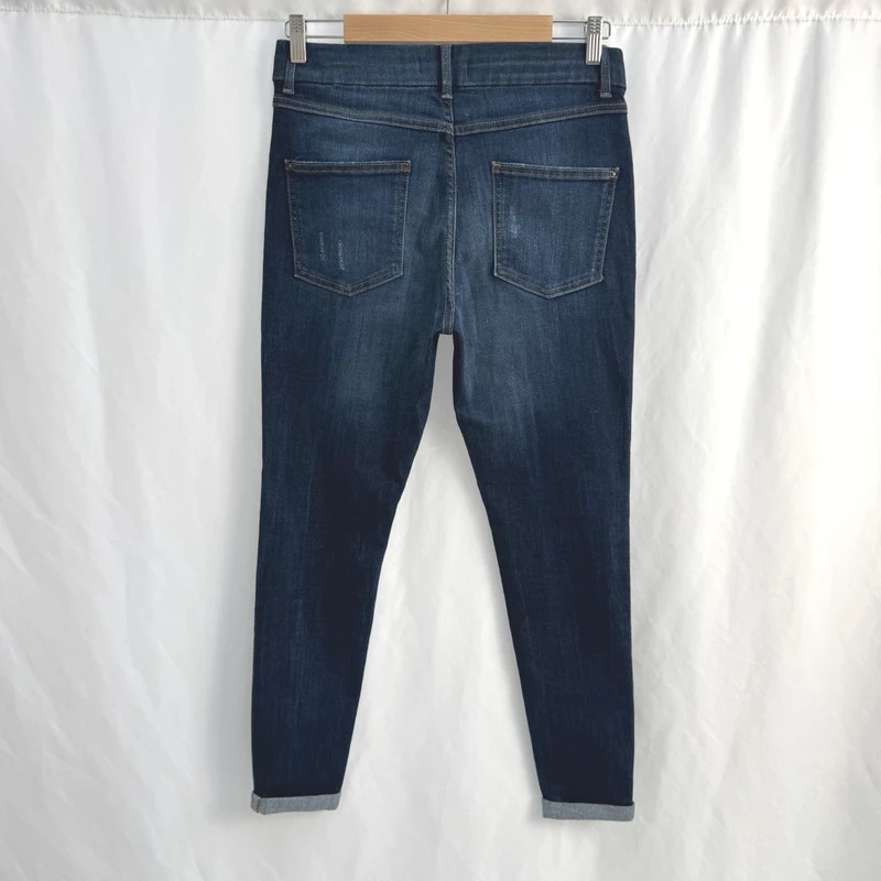 M&S Indigo Jeggings UK 12 Mid Rise Distressed Stretch Denim Ankle Length - Image 6