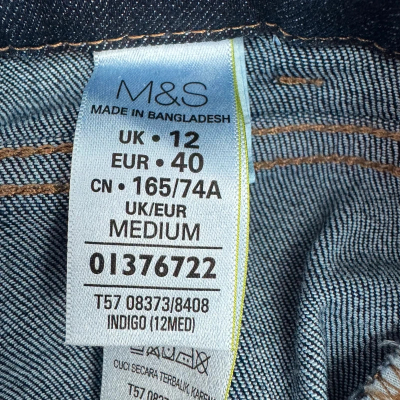 M&S Indigo Jeggings UK 12 Mid Rise Distressed Stretch Denim Ankle Length - Image 7