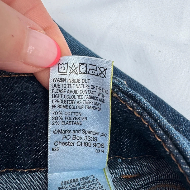 M&S Indigo Jeggings UK 12 Mid Rise Distressed Stretch Denim Ankle Length - Image 8