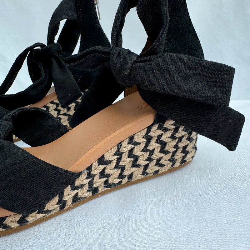UGG Yarrow Black Canvas Espadrille Wedge Sandals UK5 EU38 Zip Back S/N1119992 - Image 2