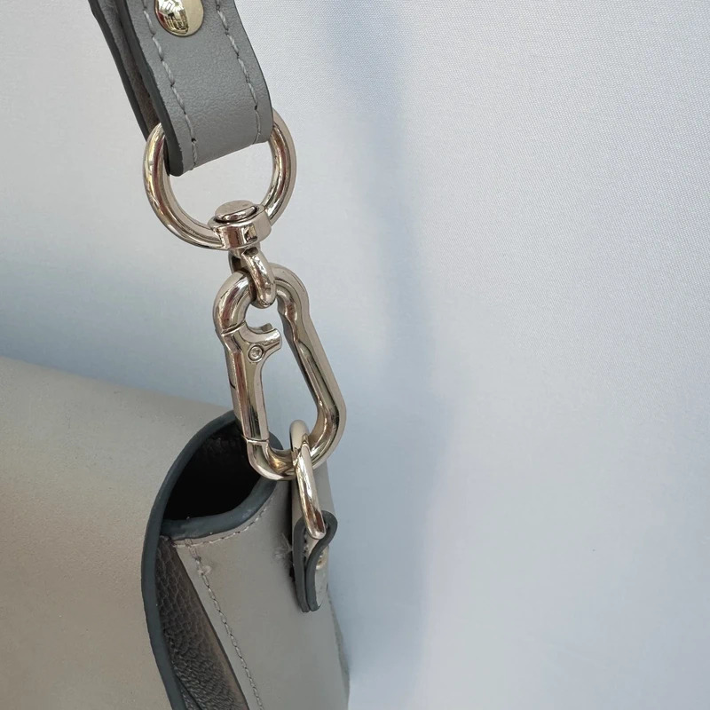 Principles Debenhams Grey Saddle Crossbody Bag Faux Leather Gold-Tone Hardware - Image 3