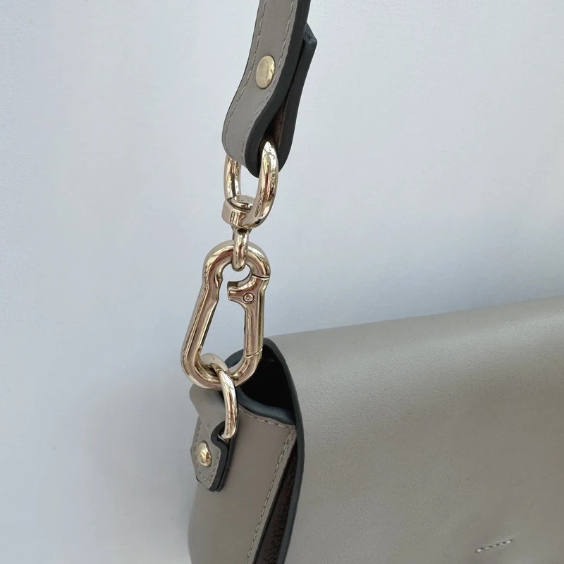 Principles Debenhams Grey Saddle Crossbody Bag Faux Leather Gold-Tone Hardware - Image 4