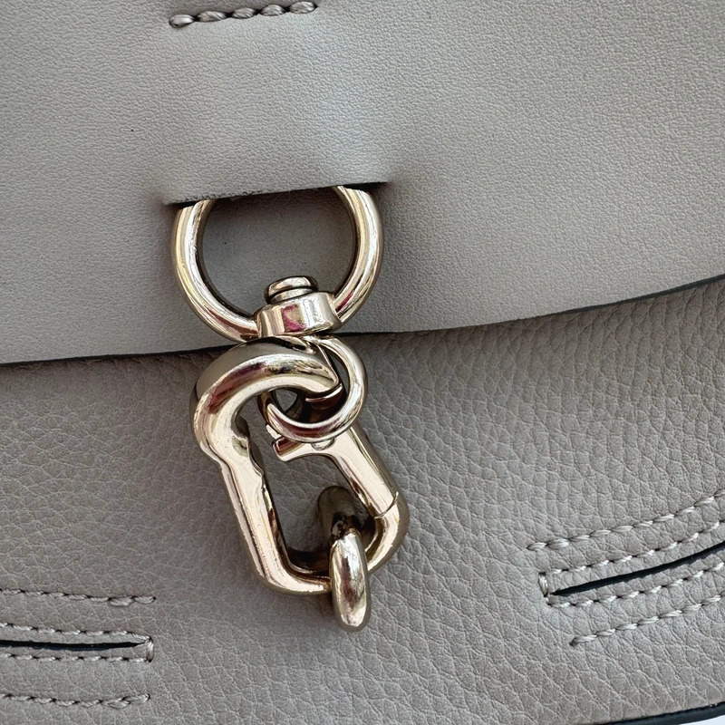 Principles Debenhams Grey Saddle Crossbody Bag Faux Leather Gold-Tone Hardware - Image 6