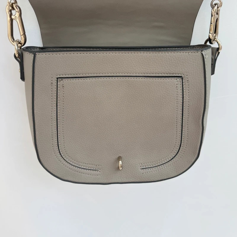 Principles Debenhams Grey Saddle Crossbody Bag Faux Leather Gold-Tone Hardware - Image 7